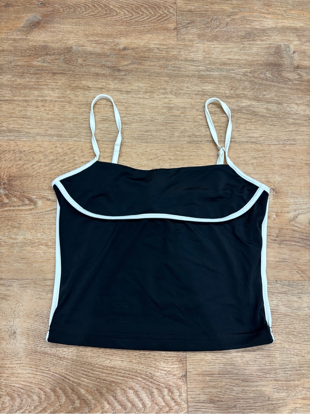 Princess Polly Black Cami with White Contrast Trim